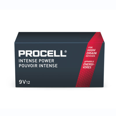 Duracell ProCell Intense 9V Alkaline Professional Batteries 12-Pack High-Drain Power