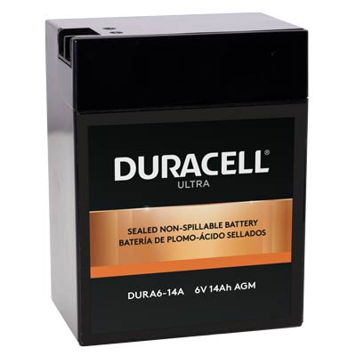 Duracell Ultra 6V 14AH AGM Sealed Lead Acid Battery, Faston Terminals