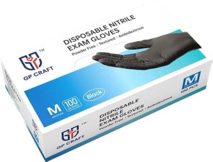 GP Craft Black Nitrile Exam disposable glove, 5.5 mil 100/BX 10 BX/CS 1000 Fentanyl resistant- CGP50