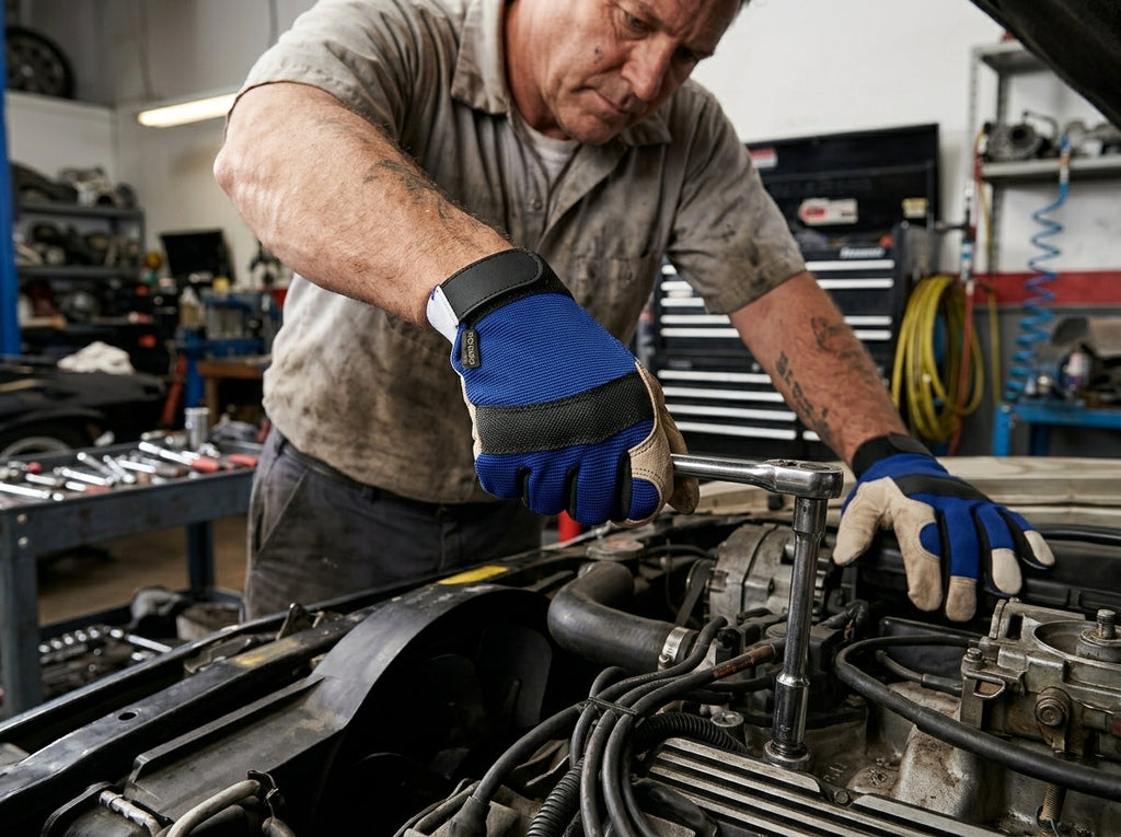 VizoCare Tuff Gard Mechanic Gloves Cowgrain