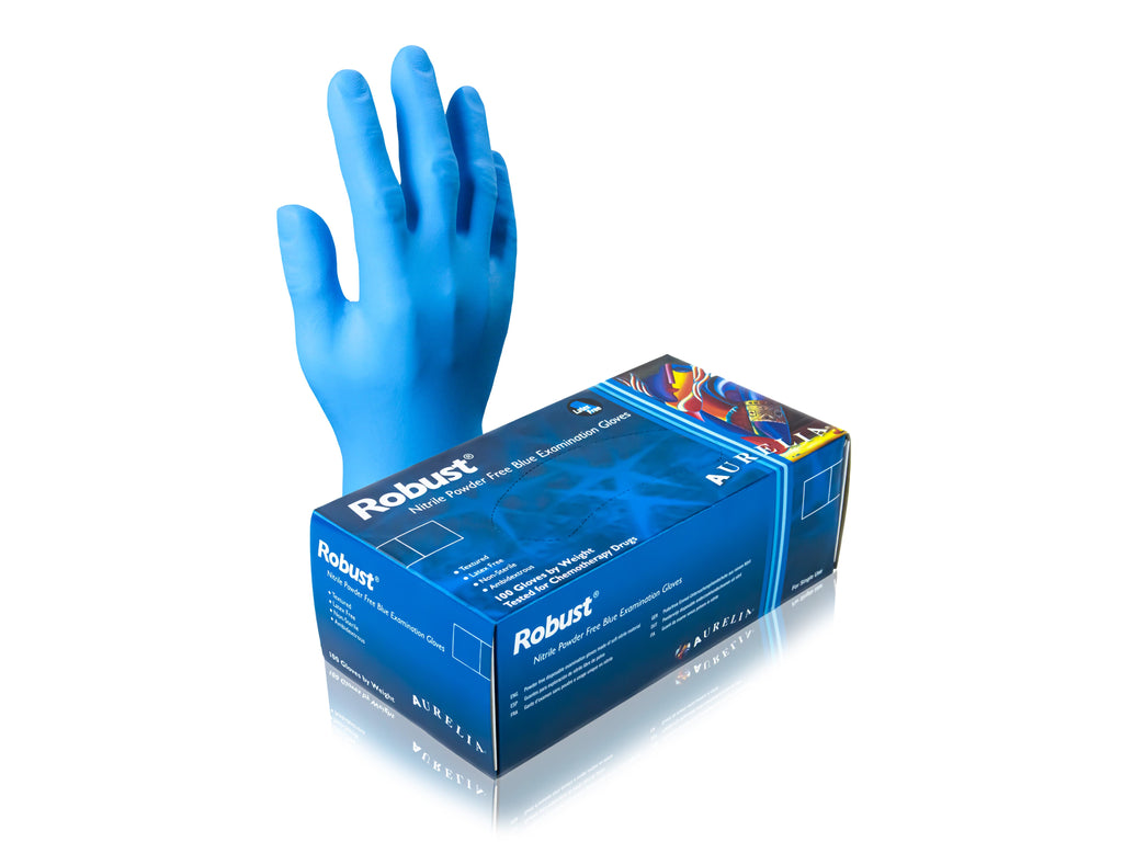 Disposable Gloves Aurelia Robust Blue Nitrile Examination Gloves 4.5 mil CAUB5