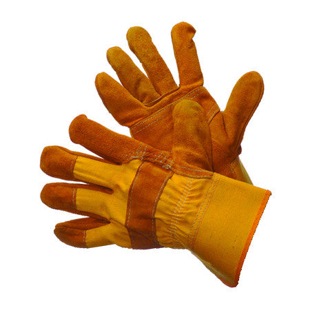 Mggloves Leather Patch Palm Safety Work Gloves with Knuckle Strap